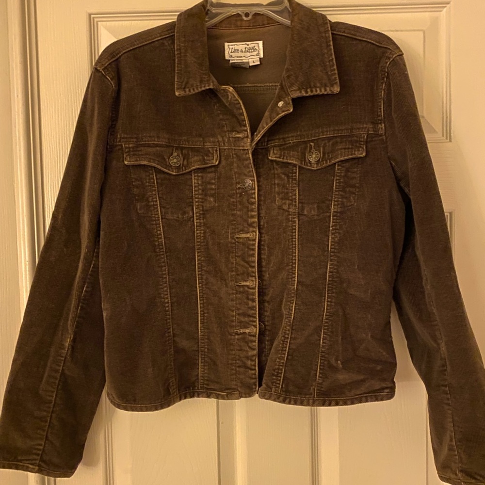 Live a Little Brown Button Down Corduroy Jacket